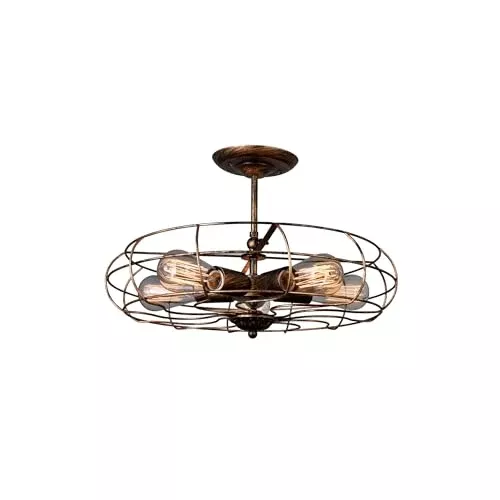 CWI Lighting Pamela 5 Light Flush Mount – Industrial Style Ceiling Light in Rust Finish for Hallways or Dining Room