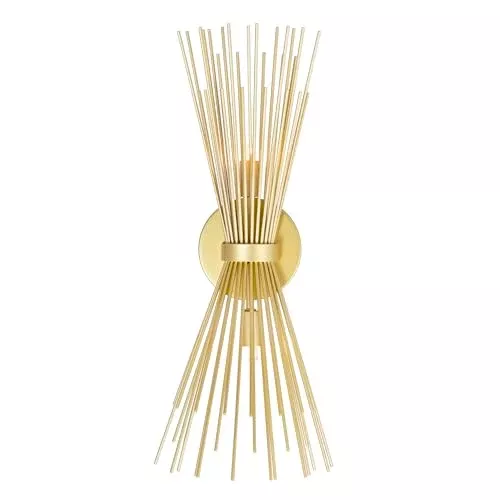 CWI Lighting Savannah 2-Light Gold Leaf Wall Sconce – Modern Indoor Wall Lamp for Bathroom, Bedroom, Hallway