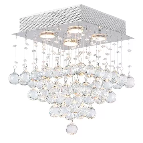 CWI Lighting Square 4 Light Flush Mount with Chrome Finish Fom