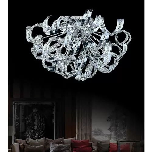CWI Lighting Swivel 9 Light 18in Chrome Flush Mount Ceiling Fixture Modern Glam for Kitchen, Dining Room, Bedroom, Hallway