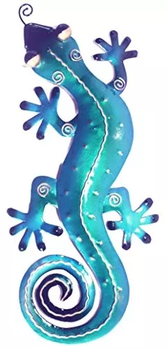 D-Art Collection Iron Blue Gecko Wall Décor Small