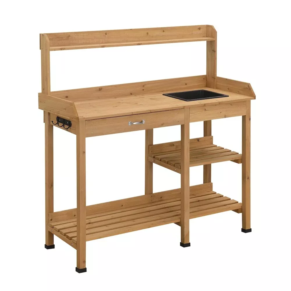 Deluxe Potting Bench with Drawer and Shelves - Convience Concept, Inc.