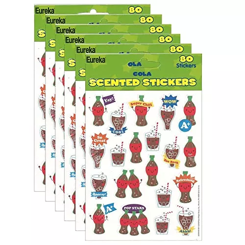 Eureka Cola Scented Stickers, 80/Pack, 6 Packs (EU-650948-6)