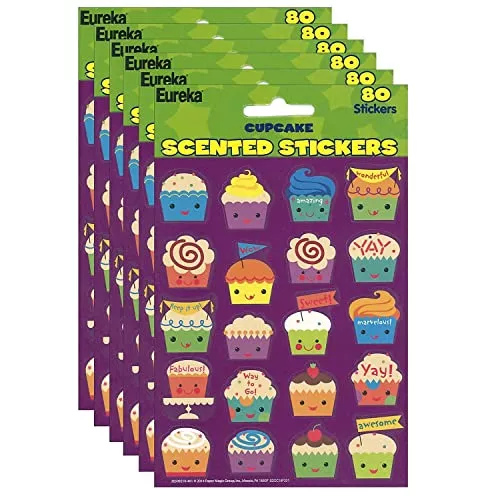 Eureka Cupcake Scented Stickers, 80/Pack, 6 Packs (EU-650921-6)