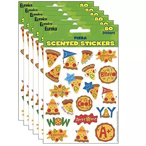 Eureka Pizza Scented Stickers, 80/Pack, 6 Packs (Eu-650934-6)