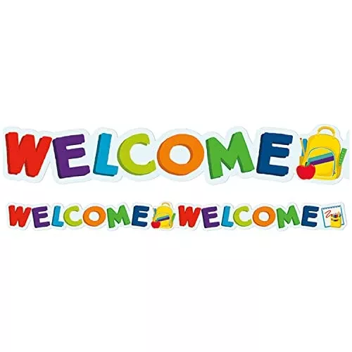 Eureka Welcome Extra Wide Decorative Classroom and Bulletin Board Trim for Teachers, 3.25" Wide, 12 Strips for 37 Total Feet