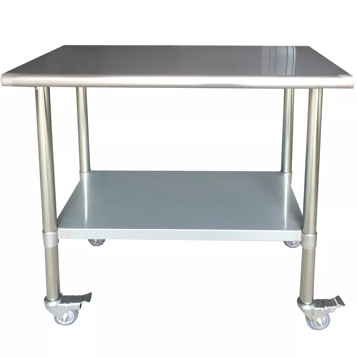 FineFabrics 24 x 48 in. Stainless Steel Work Table with Casters