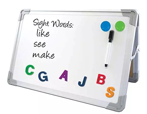 Flipside Products 16” x 20” Magnetic Double-Sided Desktop Easel, Bright White Dry Erase Easel for Office, Home, and Classroom, Aluminum Frame, Magnets and Dry Erase Marker w/Magnetic Eraser Cap