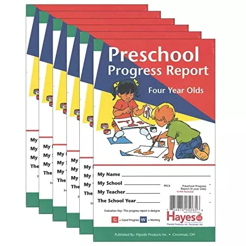 Hayes Progress Reports, 4 Year Olds, 60 Reports (6 Packs), Small, Disposable, Unisex, Little Kid