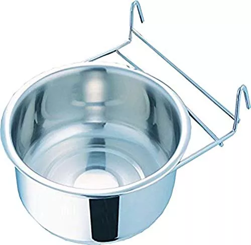 Indipets Stainless Steel Bird Coop Cup with Hook Holder - 5oz - Attach Directly to Any Wire Cage