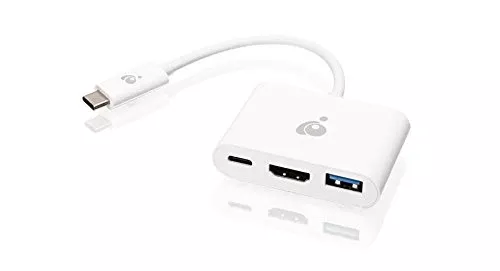 IOGEAR USB-C to 1 to 3 Adapter - 1 HDMI Out - 1 USB A Out - 1 USB-C - 100W Power - 4K@30Hz - MacBook Pro - iMac - Chromebook - More Type-C - GUC3C3H