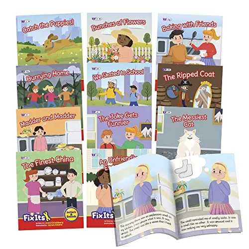 Junior Learning Decodable Readers Fix Its Suffixes Fiction Phase 6, Covers Most Common suffixes and Prefix -un, Learn to Read, Easy decodable Texts, with 12 Books, for Ages 6+, Grade 1
