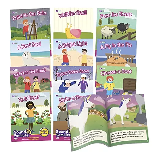 Junior Learning Decodable Readers Sound Families Consonants Fiction Phase 5.5, Learn to Read, Easy decodable Texts, with 12 Books, for Ages 5+, Grade K