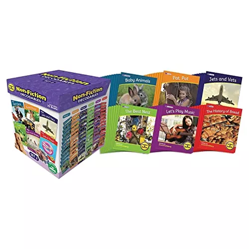 Junior Learning Educational and Decodable Reader Non Fiction 2 Box Book Set with Letters & Sounds, includes 72 different titles