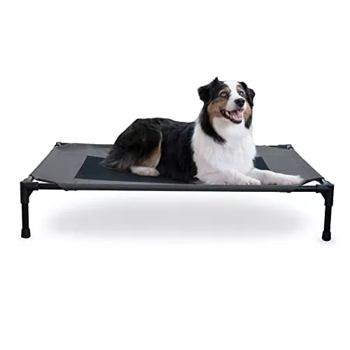 K&H Pet Products Outdoor Elevated Dog Cot, Breathable Cooling Elevated Cot Hammock Pet Bed for XL Dogs, Washable Mesh Cover, Raised Metal Frame, Collapsible, Portable - Extra-Large 50 X 32 Charcoal