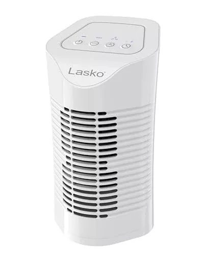 Lasko HF11200 Desktop Air Purifier for Home, Office, Bedroom, Dorm and Small Rooms – 3-Stage Filtration Removes Smoke, Pet Odors, Allergens, and Dust