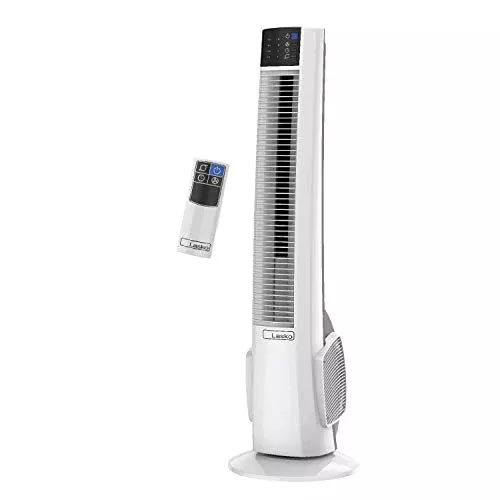 Lasko Tower Fan, Oscillating Performance, Remote Control, Nighttime Setting, Timer, 3 Speeds, High-Velocity Tower Fan, Room Fan for Bedroom or Office, 48" Gray, T48314