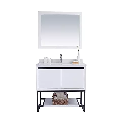 Laviva Alto 36 - White Cabinet White Quartz Countertop