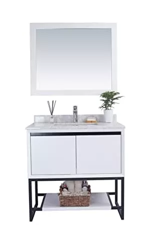 Laviva Alto 36" Wood Cabinet with Marble Countertop in White