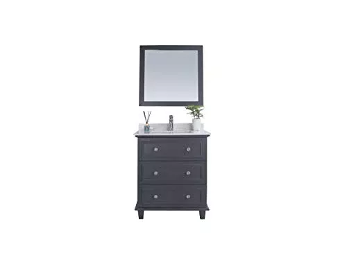 Laviva Luna - 30 - Maple Grey Cabinet White Quartz Countertop