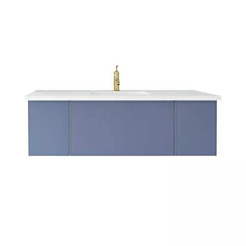 Laviva Vitri 54 - Nautical Blue Cabinet Matte White Viva Stone Solid Surface Countertop