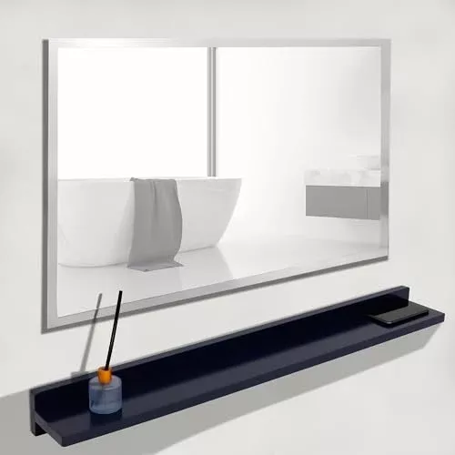 Modern 35 in. Frameless Mirror with Built-in Wireless Charging Shelf - Bellaterra