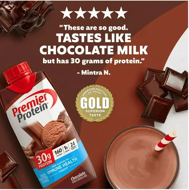 NO - Premier Protein Shake, Chocolate, 30g Protein, 11 fl oz, 4 Ct