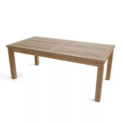 Oakestry Bahama Rectangular Coffee Table Solid Teak Outdoor Patio Furniture Weather Resistant Garden Balcony Deck Table Natural Finish Eco Friendly Rustic Modern Hardwood Coffee Table