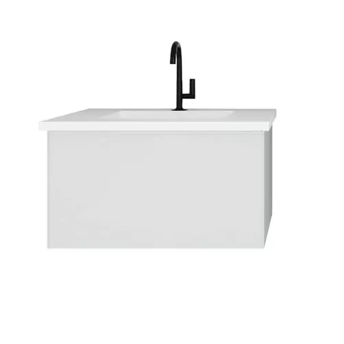 Oakestry Freestanding Thirty Inch Cloud White Bathroom Vanity Modern Sink Base Cabinet with Hidden Storage