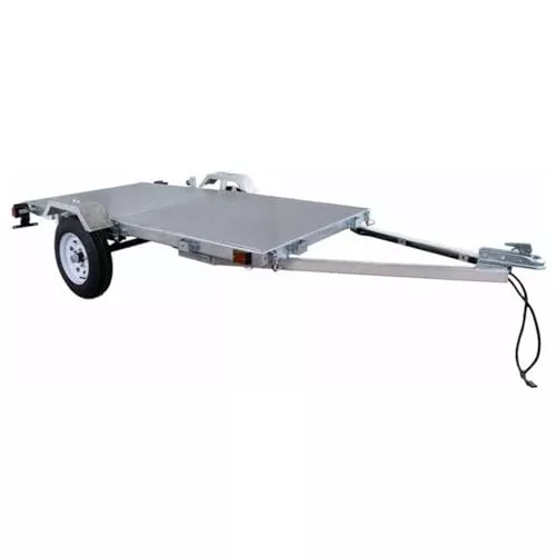Oakestry Single Axle Galvanized Folding Utility Trailer & Assembly Kit 4x8 ft Steel Frame, 1450 lb Payload, 2” Coupler & Safety Chain, Rust-Resistant Coated Finish, Easy Foldable Design