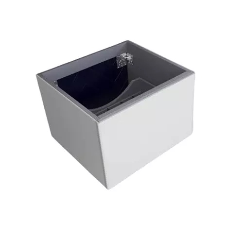 Oakestry Vitri Modern Wall Mounted Bathroom Vanity Cabinet with Push-to-Open Soft-Close Drawer, Nano Glass Panels, Cloud White (Sink Not Included)