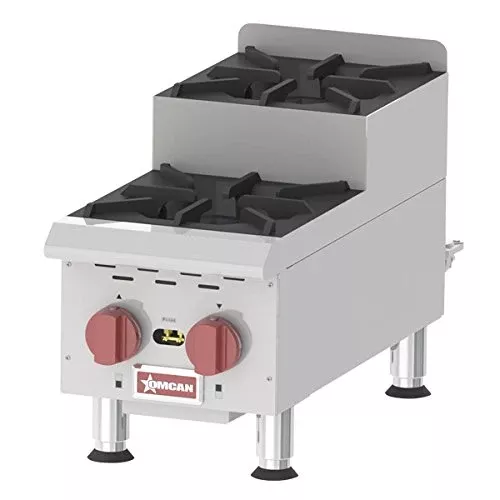 OMCAN 44198 Countertop Stainless Steel Step-up Gas Hot Plates With 2 Burners