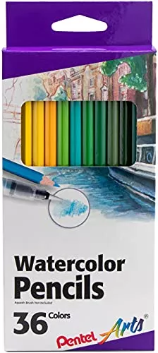 Pentel Arts Watercolor Pencil Set - Assorted Colors, 36-Pack (CB9-36)