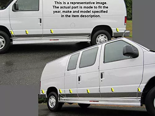 QAA is Compatible with 1993-2002 Ford Econoline 11 Piece Stainless Rocker Panel Trim, Lower Kit, 6" Width TH35319