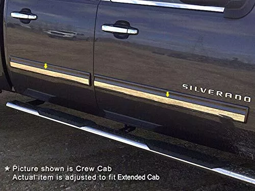 QAA is Compatible with 2009-2014 Chevrolet Tahoe 6 Piece Stainless Rocker Panel Trim, Insert Kit, 2.188" Width, with Chrome Strip on The Top TH49194
