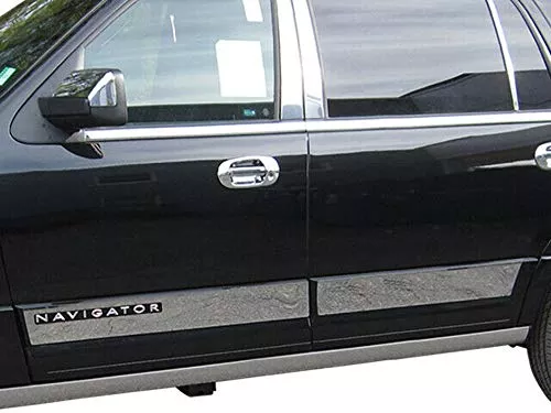 QAA is Compatible with 2015-2017 Lincoln Navigator 4 Piece Stainless Rocker Panel Trim, Upper Kit, 5" Width, with top and Bottom Crease, Does not fit The L Version TH55655
