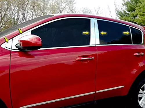 QAA is Compatible with 2017-2022 Kia Sportage 10 Piece Stainless Pillar Post Trim, Includes Front Mirror Pieces and Front Triangle Pieces PP17838