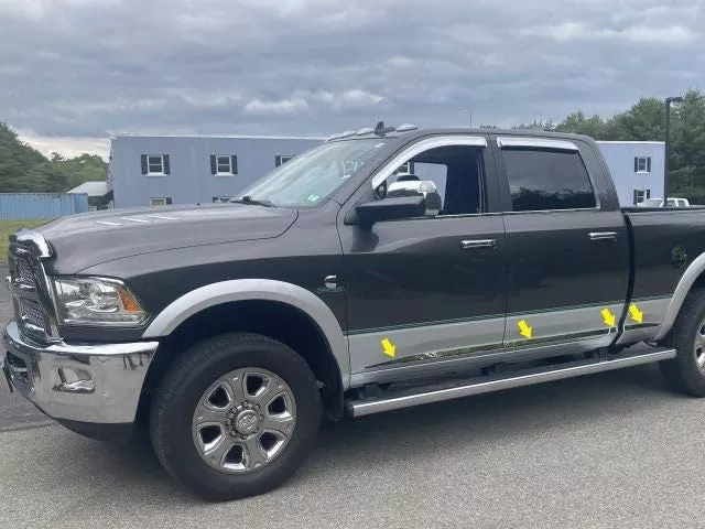 QAA Part TH50937 is an 8 Piece Stainless Steel Rocker Panel Trim, Insert Kit, 1.375" Width That is Compatible with Ram Trucks Ram 2010-2018