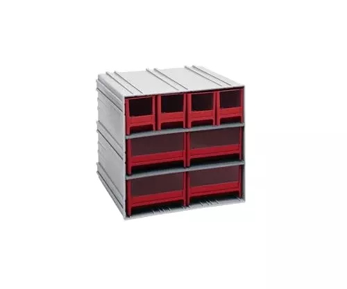 Quantum QIC-64BL Interlocking Gray Storage Cabinet with 6 Blue Drawers, 11.38-Inch by 11-3/4-Inch by 11-Inch