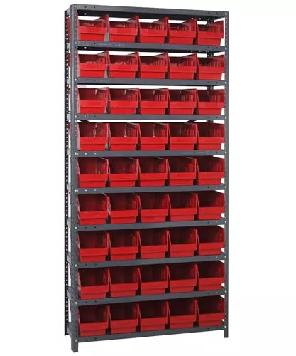 Quantum Storage Systems 1875-208BL Store More Steel Shelving Unit with 6" Shelf Bins, 18" D x 36" W x 75" H, Blue