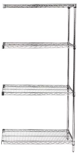 Quantum Storage Systems AD63-1236C Add-On Kit for 63" High 4-Tier Wire Shelving Unit, Chrome Finish, 12" Width x 36" Length x 63" Height