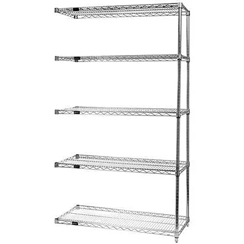 Quantum Storage Systems AD63-1836C-5 Wire Shelves Add-On Kit for WR63-1836C-5, WR63-1836CRNC-5 Chrome 5 Shelves 63" H x 36" W x 18" D
