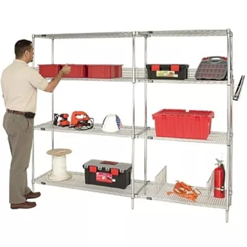 Quantum Storage Systems AD63-1854C Add-On Kit for 63" High 4-Tier Wire Shelving Unit, Chrome Finish, 18" Width x 54" Length x 63" Height