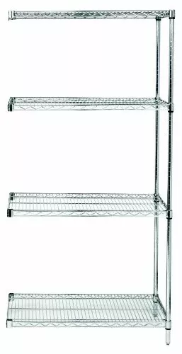 Quantum Storage Systems AD74-1836S-5 Wire Shelves Add-On Kit for WR74-1836S-5 Stainless Steel 5 Shelves 74" H x 36" W x 18" D