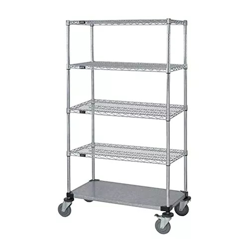 Quantum Storage Systems M2436C46-LH33C Mobile Cart, 36" W x 24" D x 69" H, 1200 lbs Capacity, Carbon Steel, Chrome, NSF
