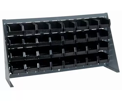 Quantum Storage Systems QBR-3619-210-32BK Ultra Bin Complete Bench Rack Package with 32 Ultra Bins, 36" x 8" x 19" , Black
