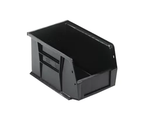 Quantum Storage Systems QUS221BK Ultra Stack & Hang Heavy Duty Part Organizer Black Bins 10" L x 6" W x 5" H 12 Pack