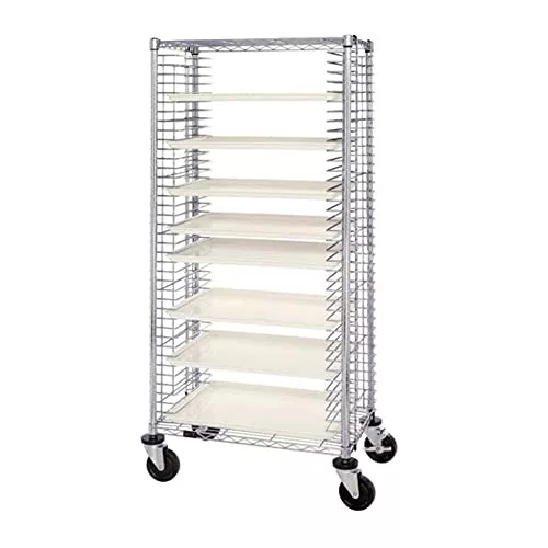 Quantum Storage Systems TC-39 Modular Tray Side-Load Wire Cart, 39 Trays Capacity, Chrome Finish, 18" W x 30" L x 69" H