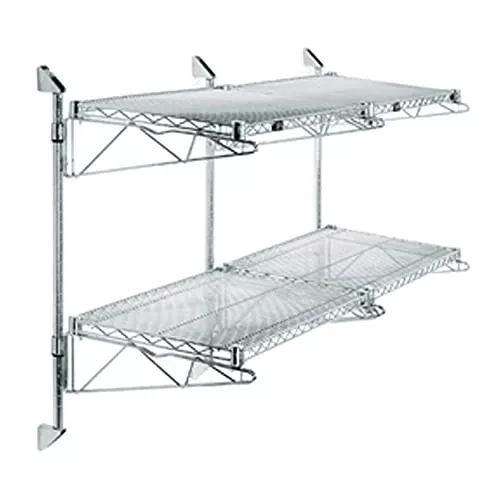 Quantum Storage Systems WC34-CB1854GY Cantilever Double Shelf Post Wall Mount, Carbon Steel, Epoxy Coated, Gray, NSF