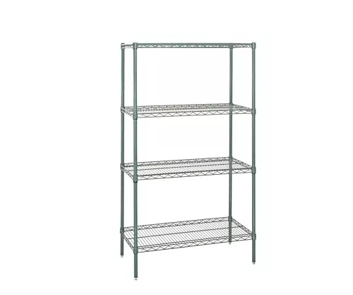 Quantum Storage Systems WR54-2130P Wire Shelving Starter Kit, 30" W x 21" D x 54" H, 600 lbs Capacity, Carbon Steel, Epoxy Coated, Green, NSF